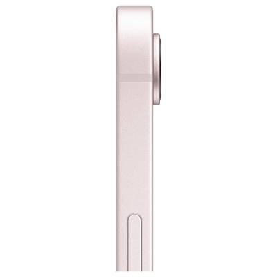 Sidovy av en smal, rosa smartphone som visar dess tunna profil och bakkamera-bump.