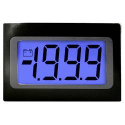 En digital skärm visar '-19.9' med en batteriikon, vilket indikerar en mätning.
