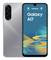 Fram- och baksida av Samsung Galaxy A17-smartphone i silver, med en trippelkamerauppsättning och texten "Galaxy A17" på skärmen.