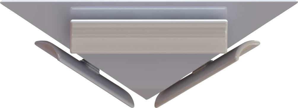 En toppvy av en pappersflygsdesign som visar den symmetriska anordningen av vingar och kropp, med betoning på aerodynamiska egenskaper.