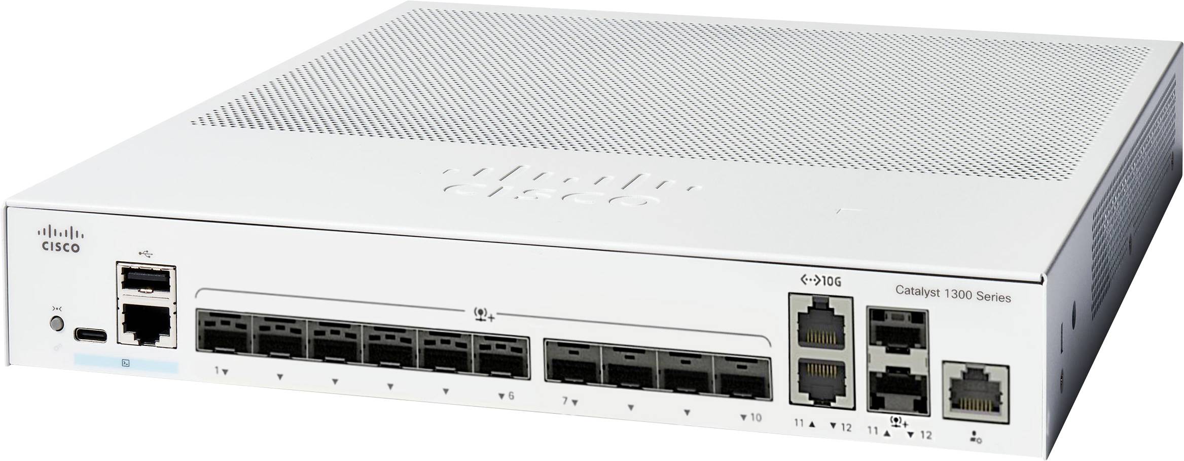 Cisco Catalyst 9100-serien trådlös åtkomstpunkt med flera Ethernet-portar, utformad för högpresterande nätverk.