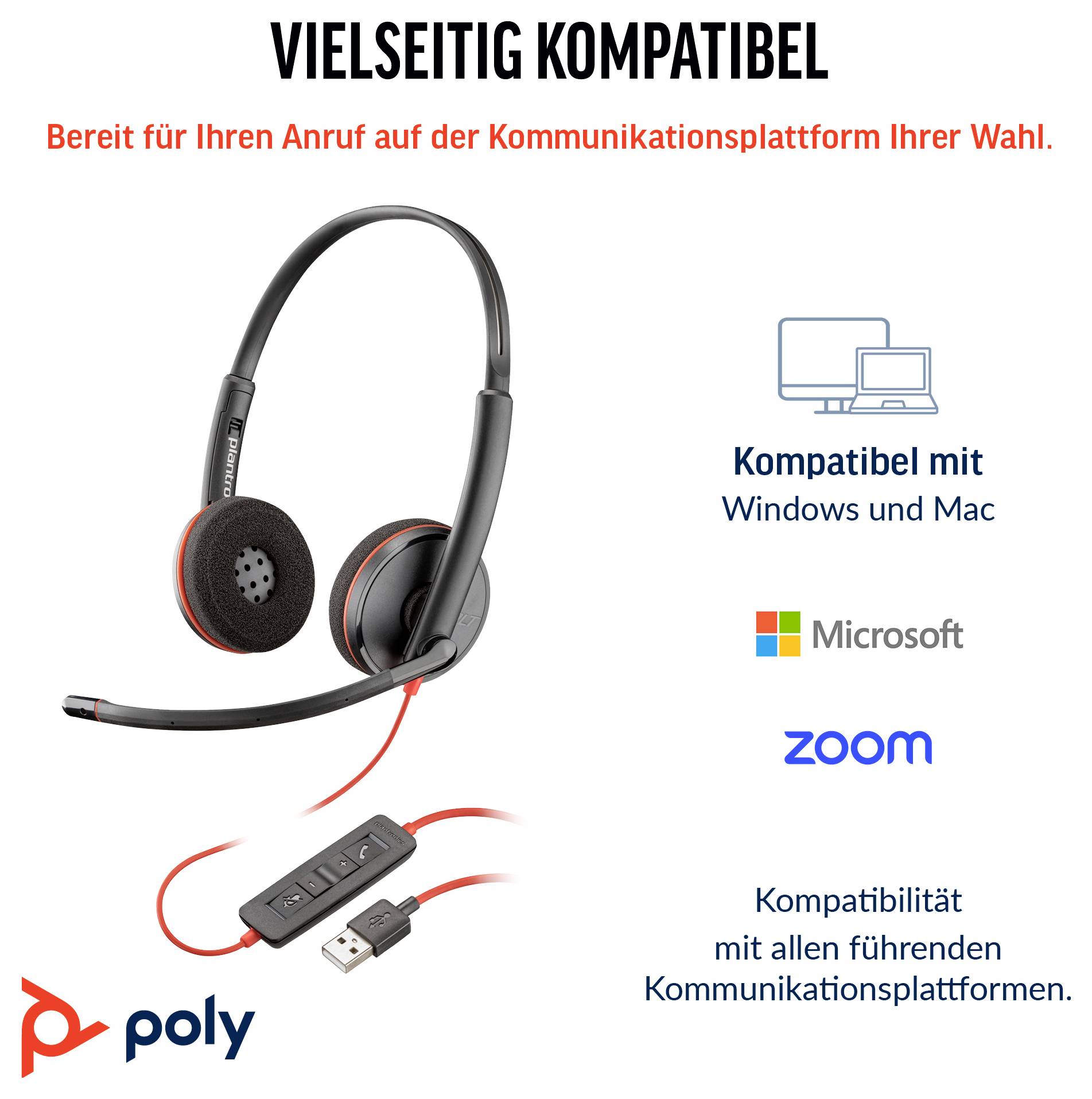 HP Blackwire C3220 On Ear hörlurar Svart-3
