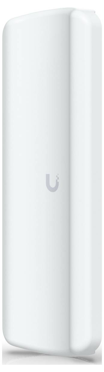 En vit, rektangulär trådlös enhet med en slät yta, försedd med en liten "U"-logotyp i mitten.