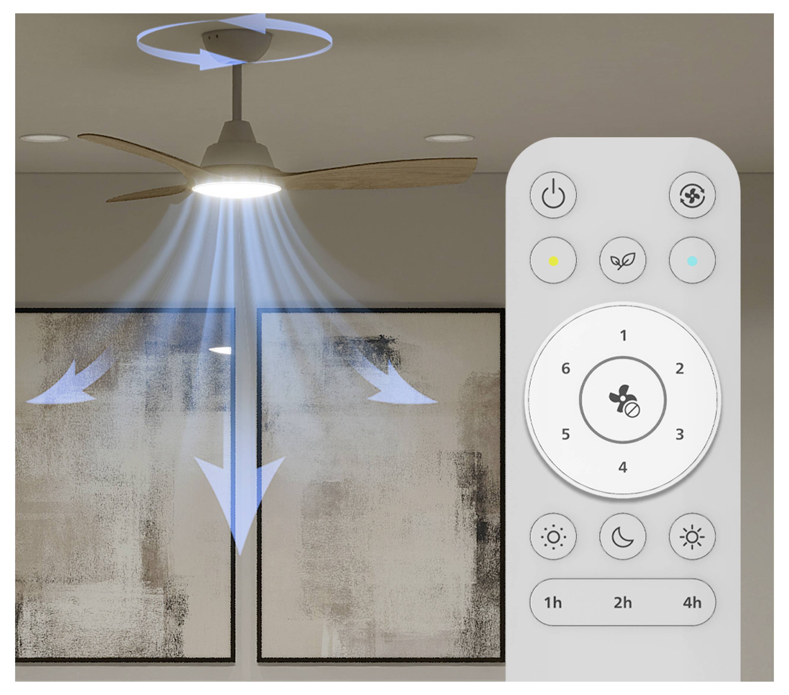 Philips LED Olas Takfläkt 30 W med fjärrkontroll, Dimbar-3