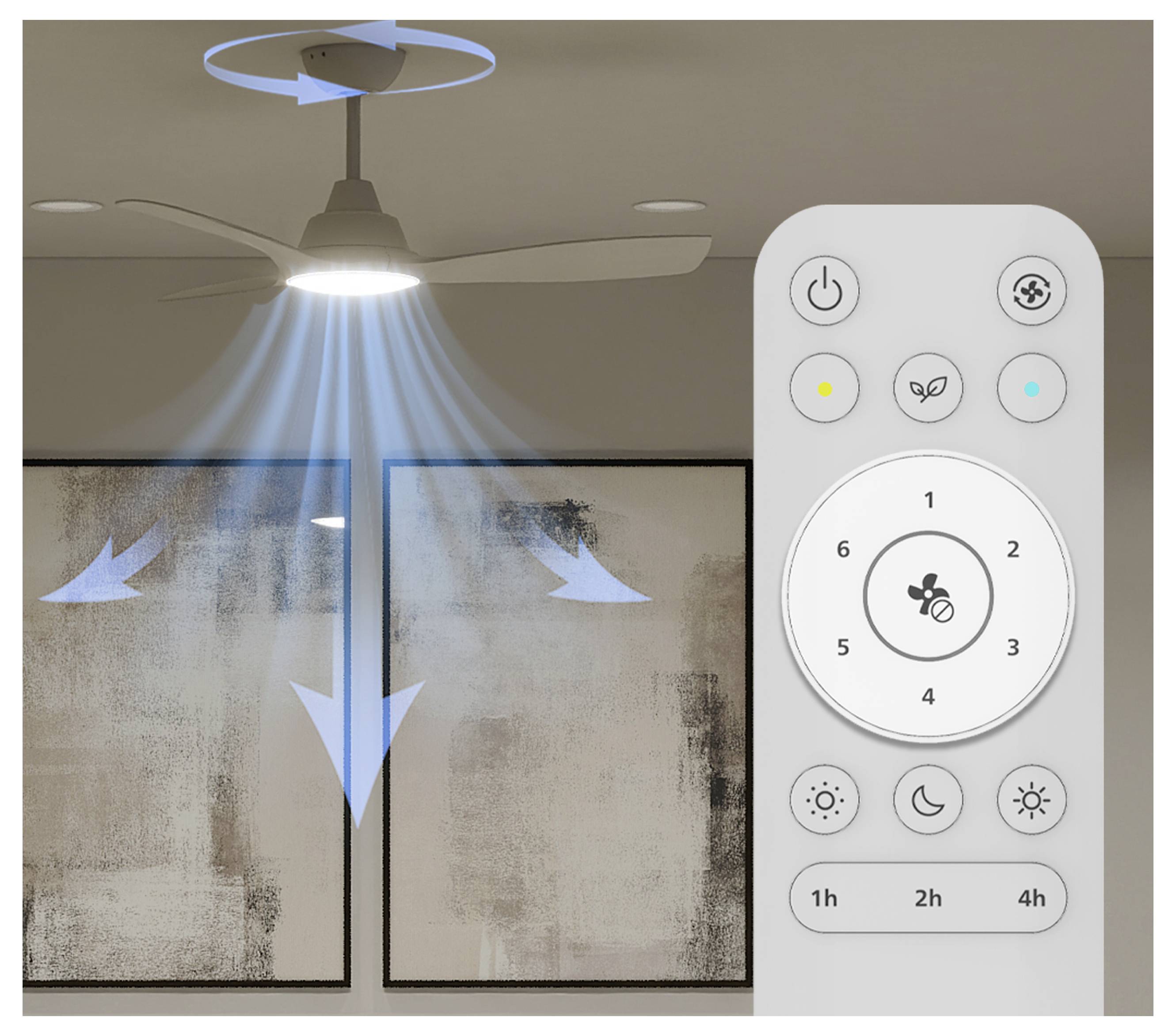 Philips LED Fixed blade Takfläkt 30 W med fjärrkontroll, Dimbar-2