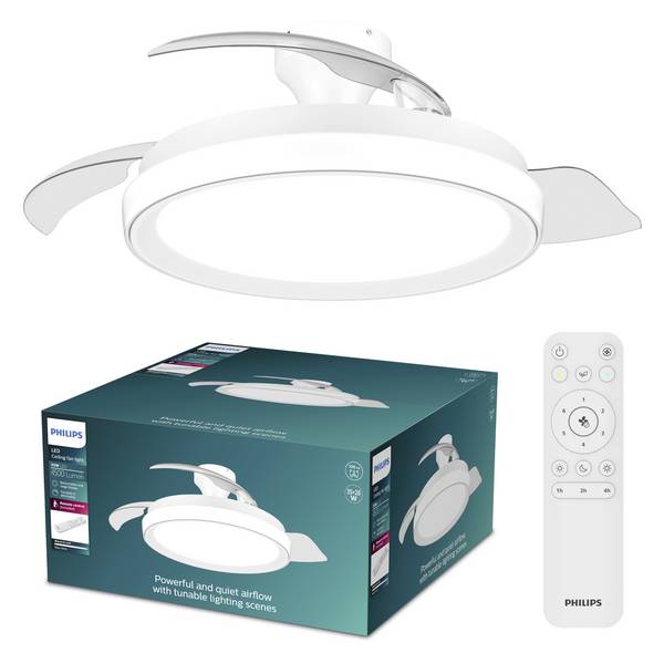 Philips LED Bliss Takfläkt  28 W   med fjärrkontroll, Dimbar