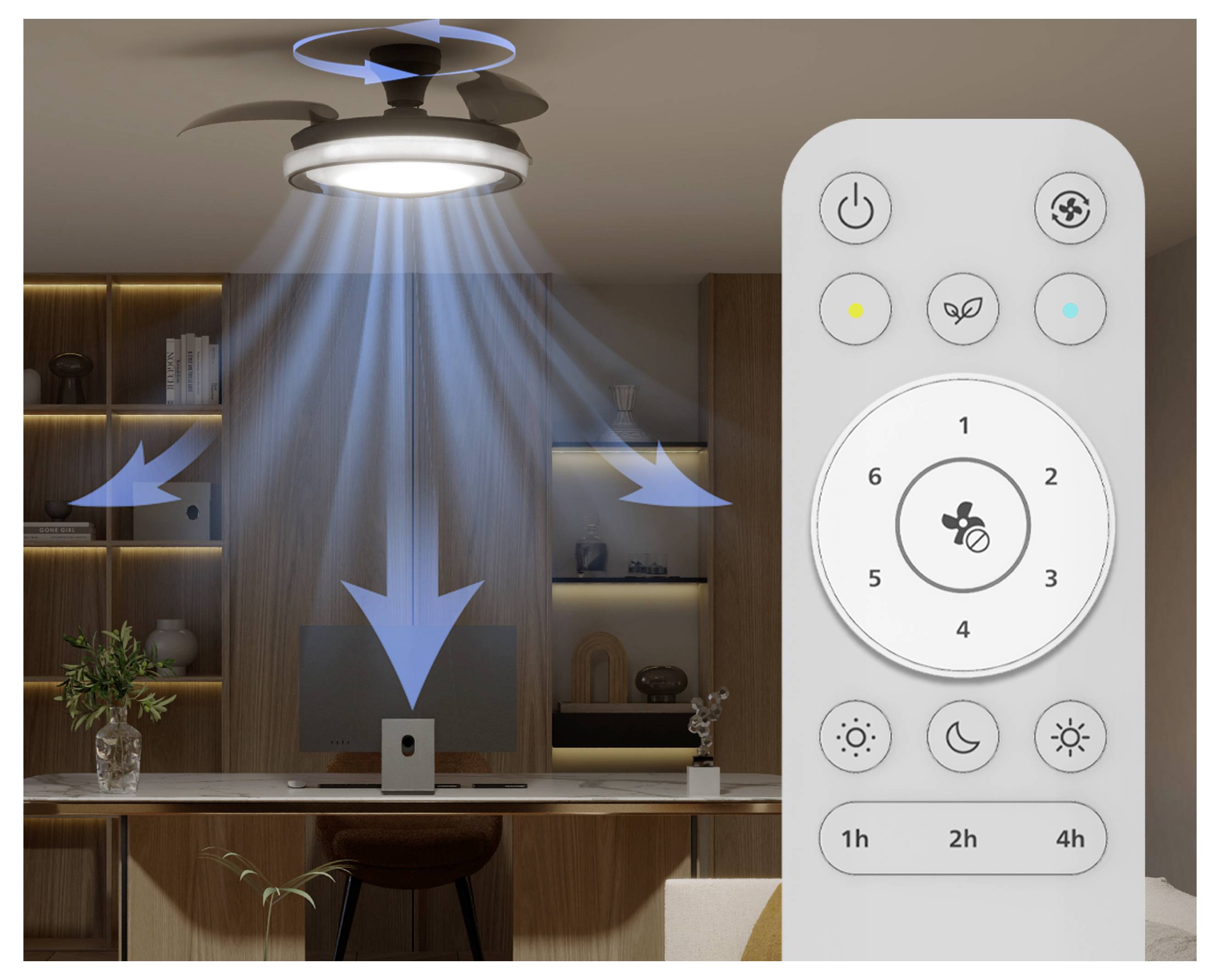 Philips LED Bliss Takfläkt 28 W med fjärrkontroll, Dimbar-3