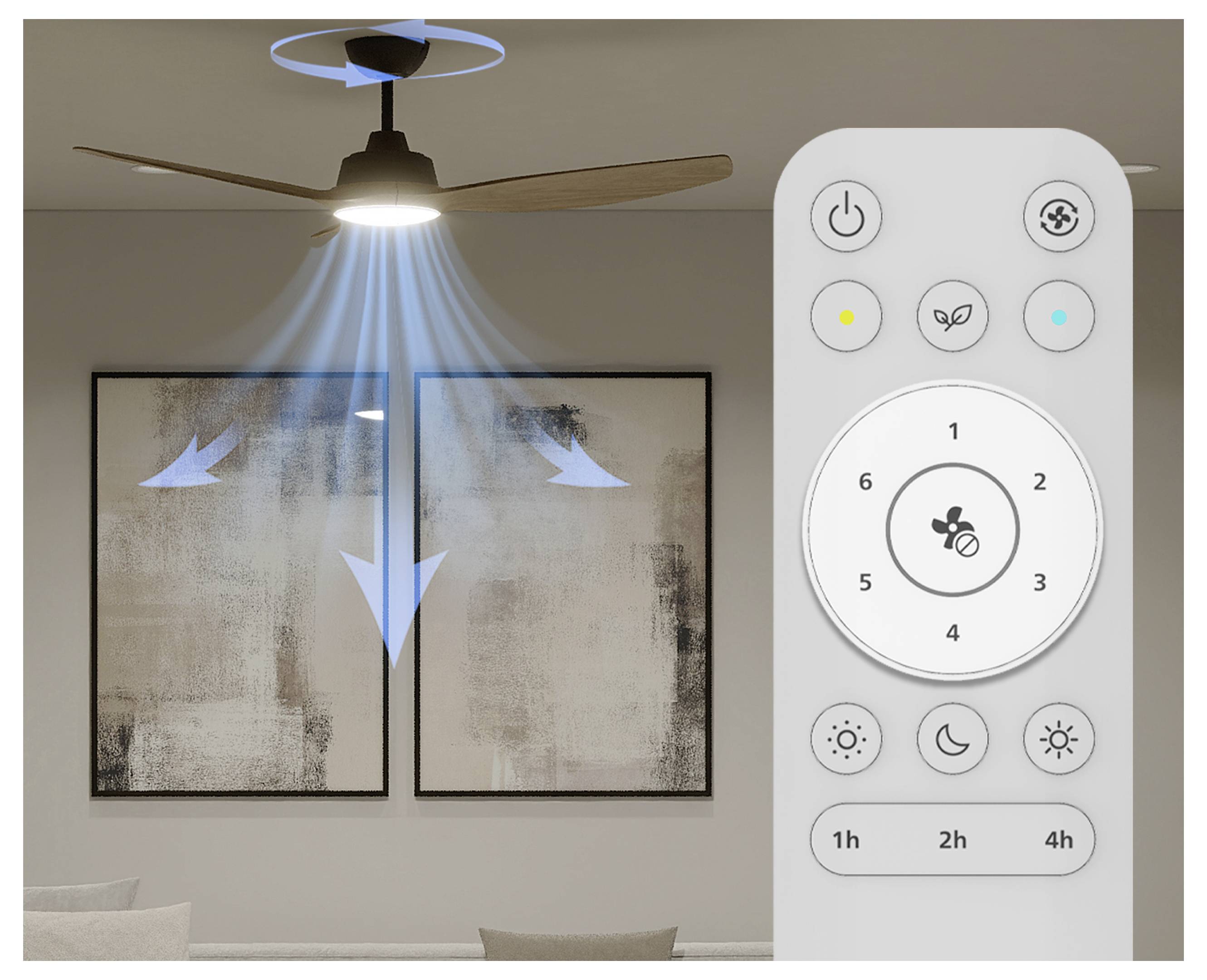Philips LED Olas Takfläkt 35 W med fjärrkontroll, Dimbar-3