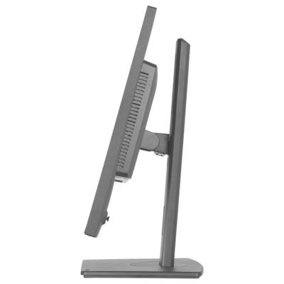 Sidovy av en elegant, platt datorskärm med justerbar ställning, som visar dess tunna profil och minimalistiska design.