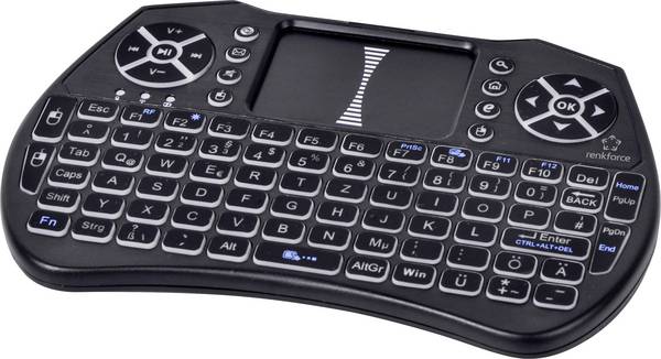 Renkforce RF-MWK-103 Tangentbord  Trådlös Tyska, QWERTZ Svart Inbyggd pekplatta