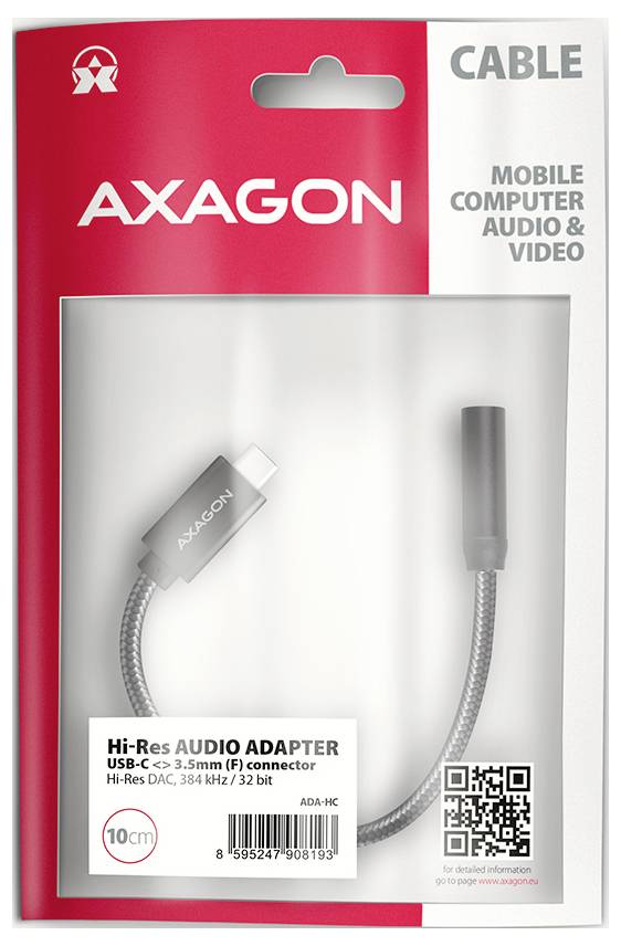 AXAGON USB 2.0 Adapter [1x USB-C® USB 2.0 - 1x Hörlursuttag] ADA-HC 10 cm-8