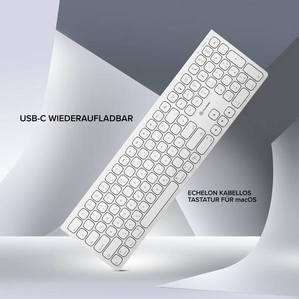 Alogic Echelon Extend Bluetooth Wireless Sladdlös Tangentbord  Tyska, QWERTZ Vit