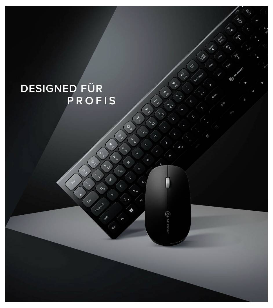 Alogic Alogic Echelon BT Wireless Mouse + Keybo Sladdlös Tangentbord, mus-set Tyska, QWERTZ Svart-1