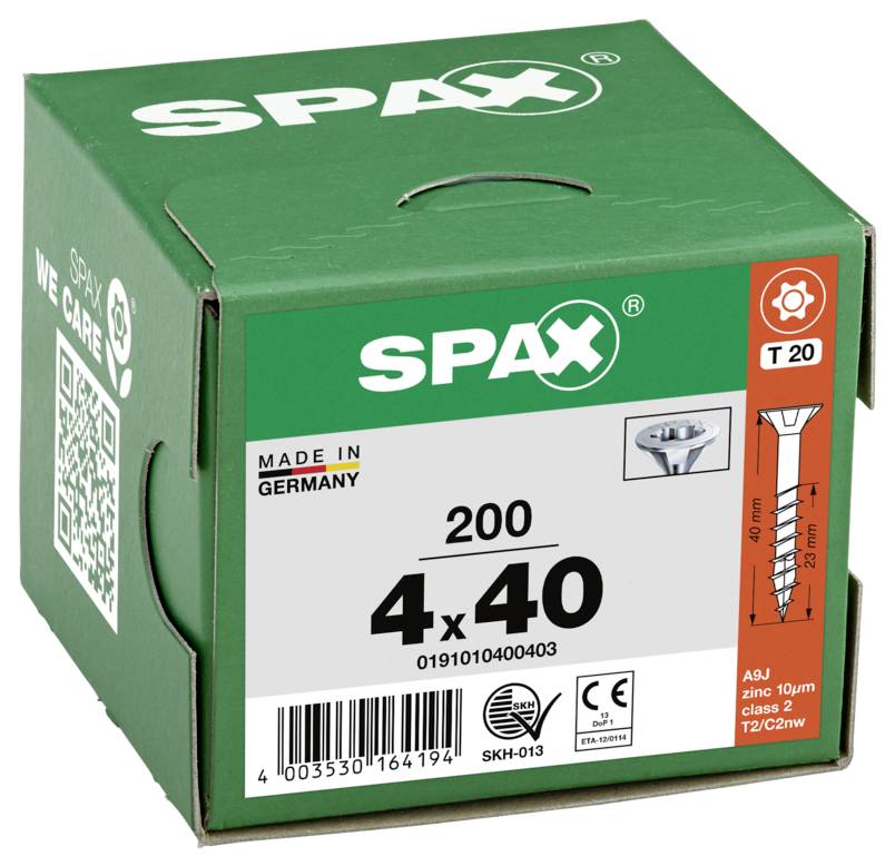 SPAX 0191010400403 Sänkhuvudskruv 4 mm 40 mm T-STAR plus Stål 200 st-6