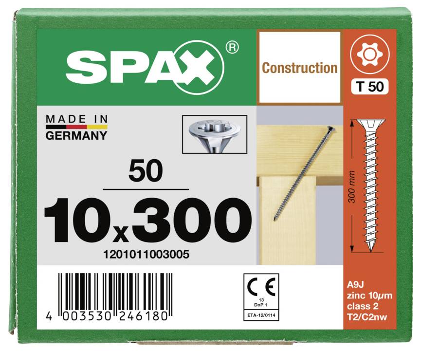 Låda med SPAX rostfritt stål Torx träskruvar, 4 x 60 mm, 100-pack, tillverkade i Tyskland, klass 3.