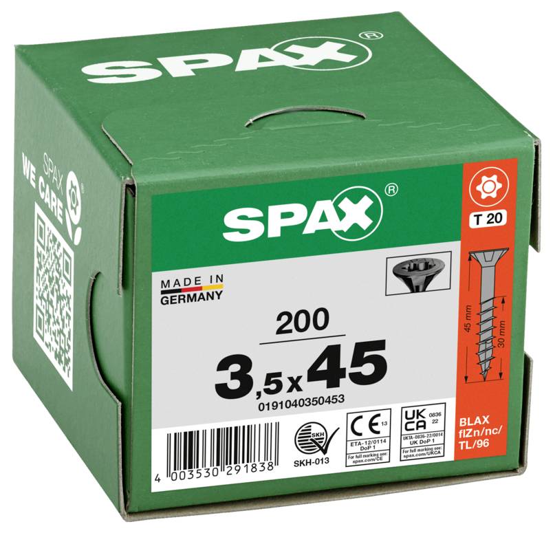 SPAX 0191040350453 Sänkhuvudskruv 3.5 mm 45 mm T-STAR plus Stål 200 st-2