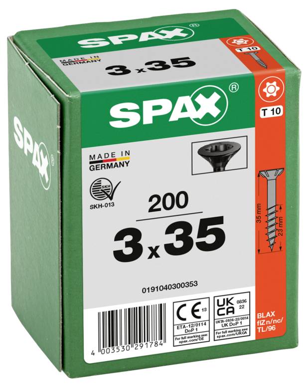 SPAX 0191040300353 Sänkhuvudskruv 3 mm 35 mm T-STAR plus Stål 200 st-2