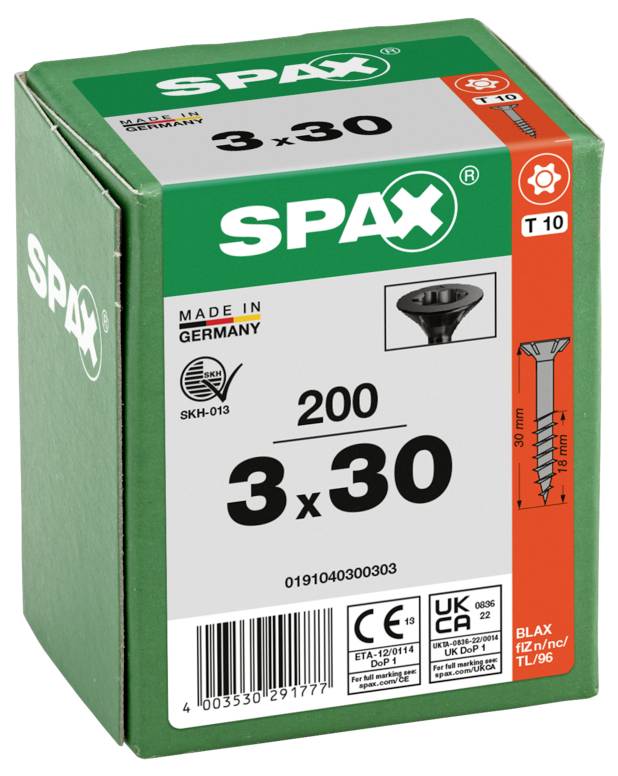 SPAX 0191040300303 Sänkhuvudskruv 3 mm 30 mm T-STAR plus Stål 200 st-2