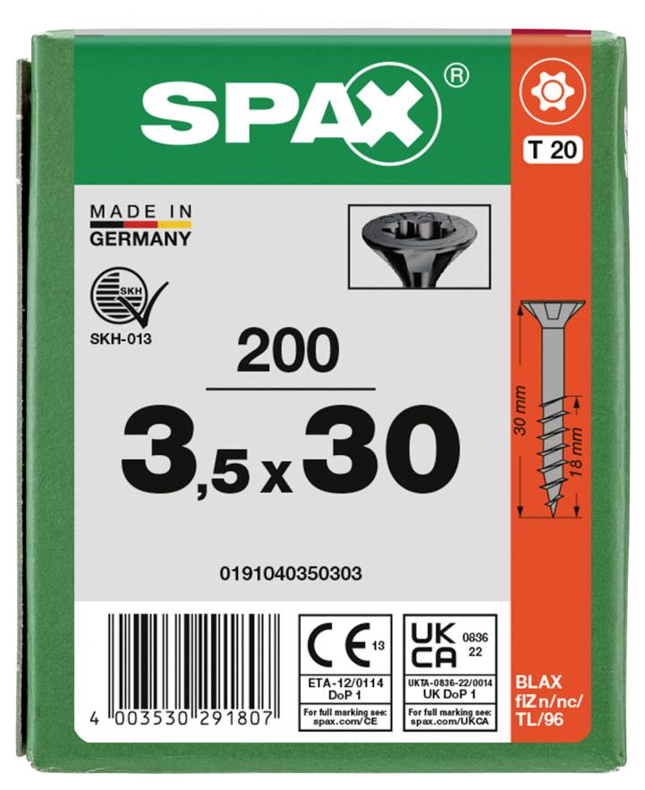 SPAX 0191040350303 Sänkhuvudskruv 3.5 mm 30 mm T-STAR plus Stål 200 st-4