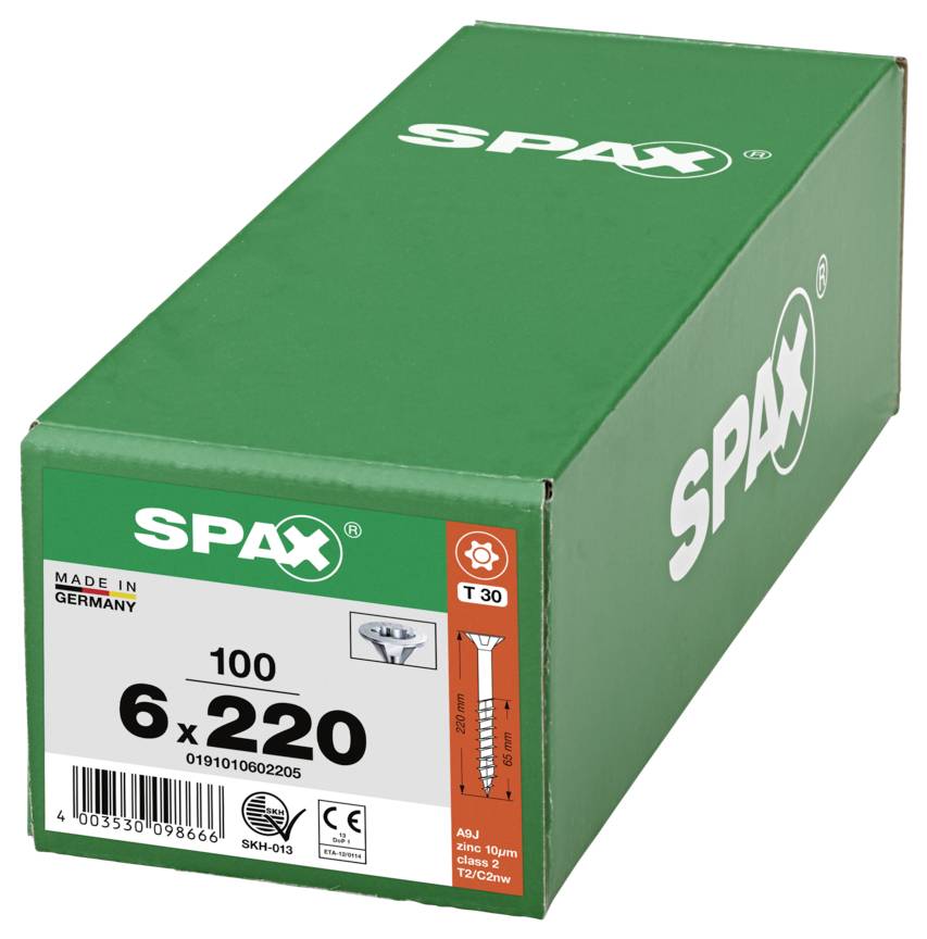SPAX 0191010602205 Sänkhuvudskruv 6 mm 220 mm T-STAR plus Stål 100 st-7