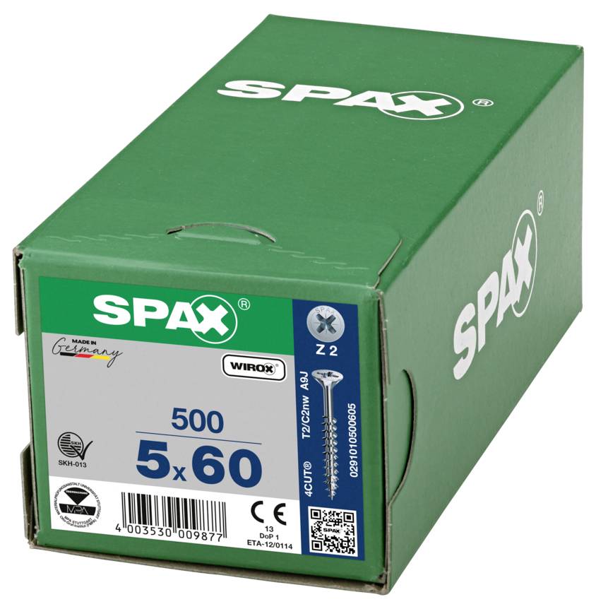 SPAX 0291010500605 Sänkhuvudskruv 5 mm 60 mm Stjärnskruvmejsel Pozidrivspår Stål 500 st-6