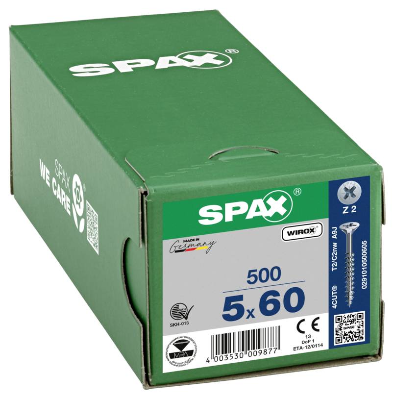 SPAX 0291010500605 Sänkhuvudskruv 5 mm 60 mm Stjärnskruvmejsel Pozidrivspår Stål 500 st-7