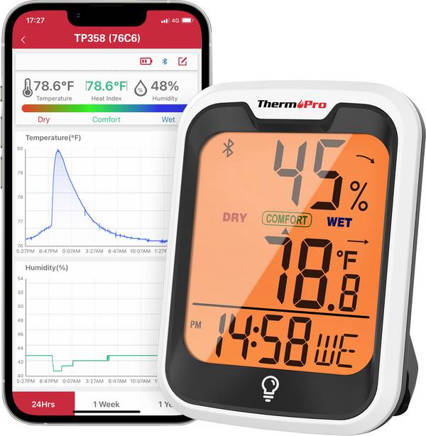 ThermoPro TP358 Trådlös termo-/hygrometer Vit TP358