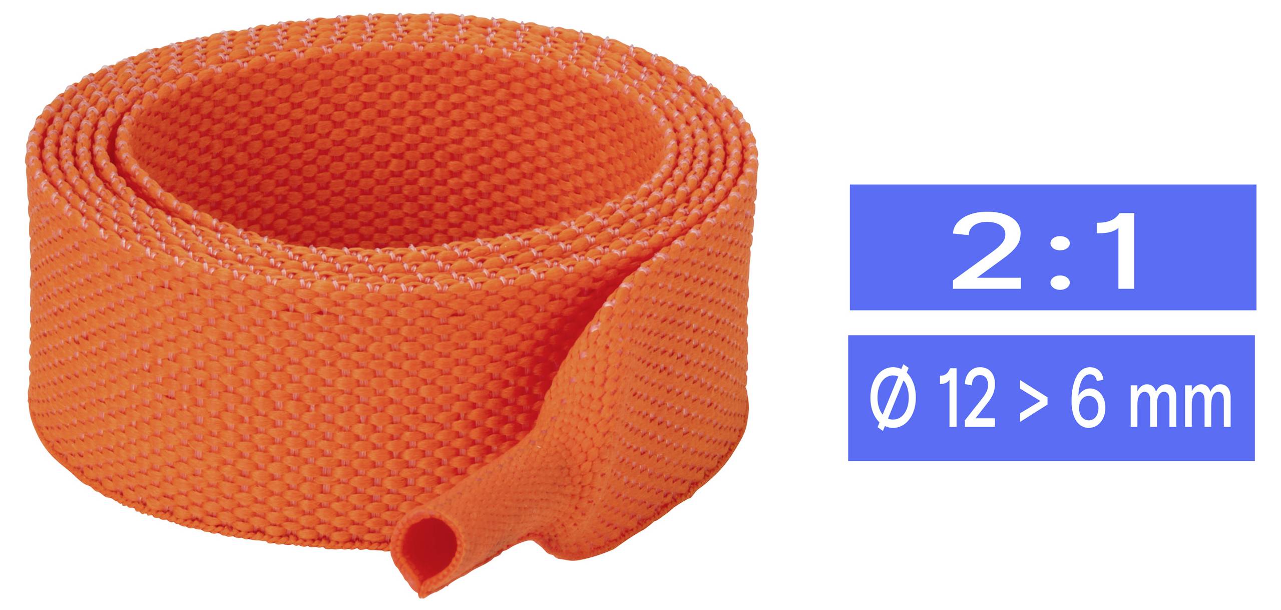 TRU COMPONENTS TC-14976132 Krympslang med väv Orange 12 mm 6 mm Krympförhållande:2:1 Metervara