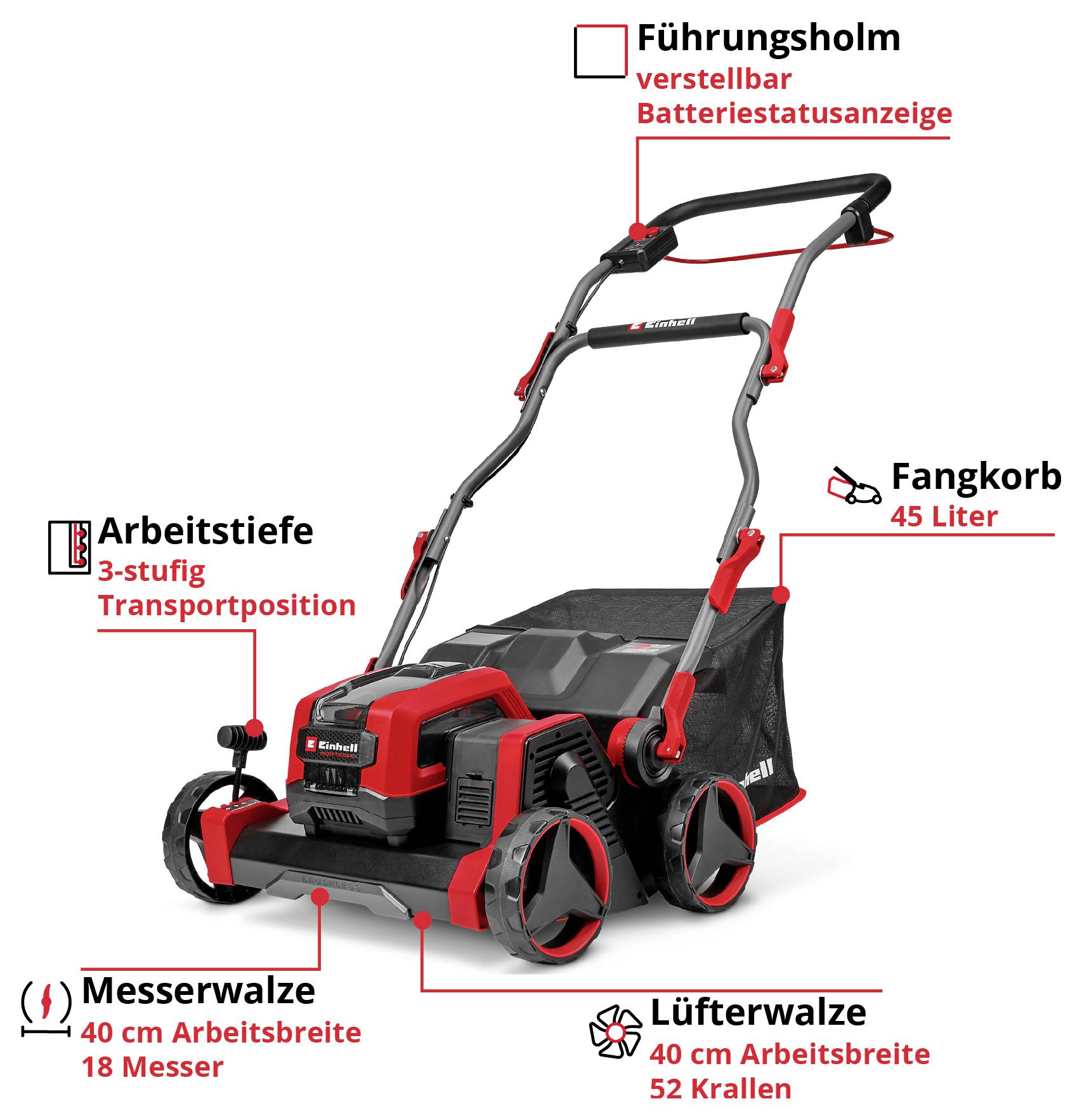 Einhell Professional GP-SA 36/40 Li BL-Solo, PXC Vertikalskärare Li-Ion Batteri Arbetsbredd 40 cm-2