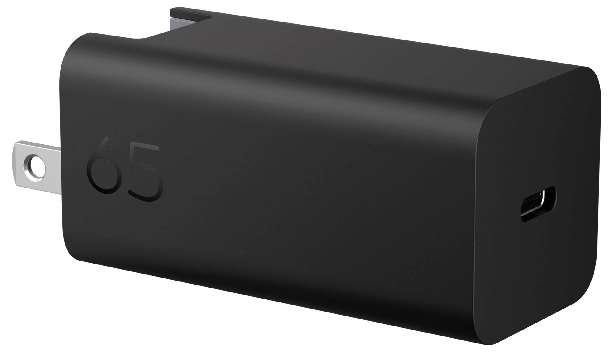 Svart USB-väggladdar med vikbar kontakt och en USB-port.