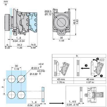Schneider Electric XB4BA315 Tryckknapp, Harmony XB4, metall, 22mm, grön, omärkt, fjädrande, 1S, Push-in Tryckknapp 1 st-1