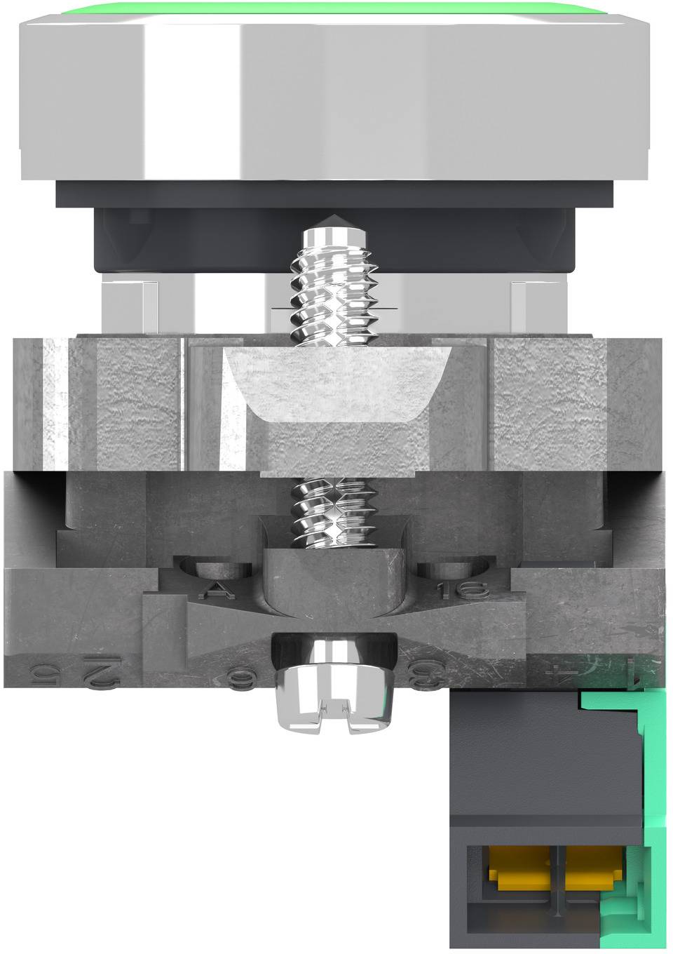 Schneider Electric XB4BA315 Tryckknapp, Harmony XB4, metall, 22mm, grön, omärkt, fjädrande, 1S, Push-in Tryckknapp 1 st-2