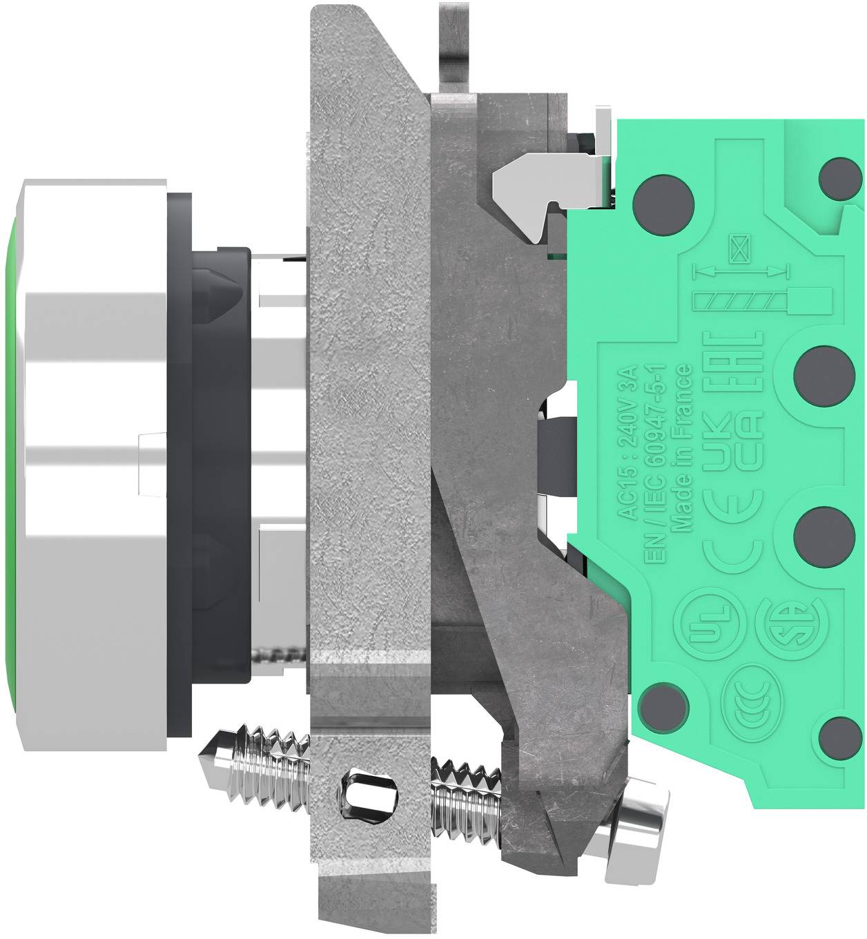Schneider Electric XB4BA315 Tryckknapp, Harmony XB4, metall, 22mm, grön, omärkt, fjädrande, 1S, Push-in Tryckknapp 1 st-5
