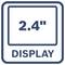 Ikon av en 2,4-tums skärm med ordet "DISPLAY" under den.