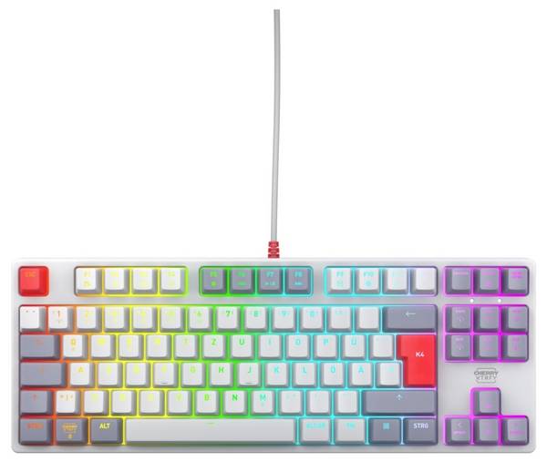 Cherry XTRFY K4V2 TKL Sladd, USB Tangentbord  Tyska, QWERTZ Retroblå RGB-belysning