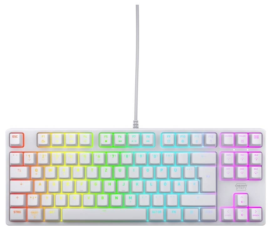 Cherry XTRFY K4V2 TKL Sladd, USB Tangentbord Tyska, QWERTZ Vit RGB-belysning-1