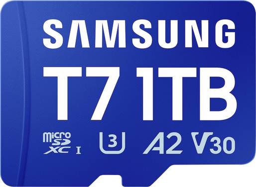 Samsung T7 microSDXC-Kort Box 1 TB UHS-I U3, A2 Application Performance Class, Class 10, v30 Video Speed Class