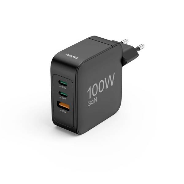 Hama 00201962 USB-laddare 100 W USB-C®, USB-C® hona (Power Delivery)  Quick Charge 3.0, Power Delivery 3.0, Quick Charge 2.0 Svart  GaN
