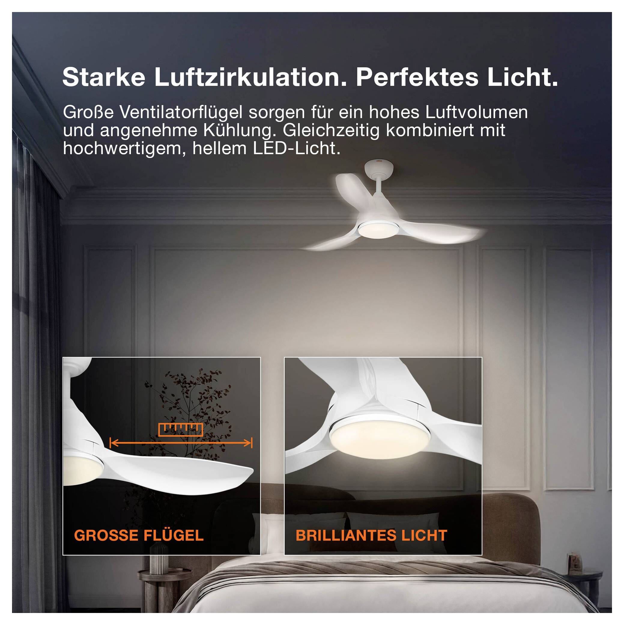 OSRAM Ceiling Fan Nordes 1065mm 38W CCT RGB Takfläkt 38 W (Ø) 1065 mm med belysning, med fjärrkontroll, Dimbar, Timer-6