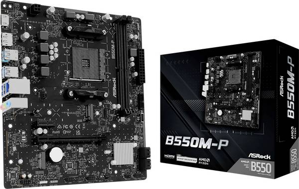 ASRock B550M-P Moderkort Sockel AMD AM4 Formfaktor Micro-ATX Moderkort-chipset AMD® B550