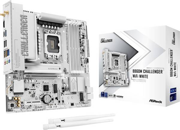 ASRock ASRock B860M Challenger WiFi White 1851 Moderkort Sockel #####Intel® 1851 Formfaktor Micro-ATX Moderkort-chipset Intel® B860