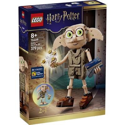LEGO Harry Potter Dobby den fria älskling byggsats lådfrontdesign, ålder 8+, 379 bitar, set 76469, 2 i 1