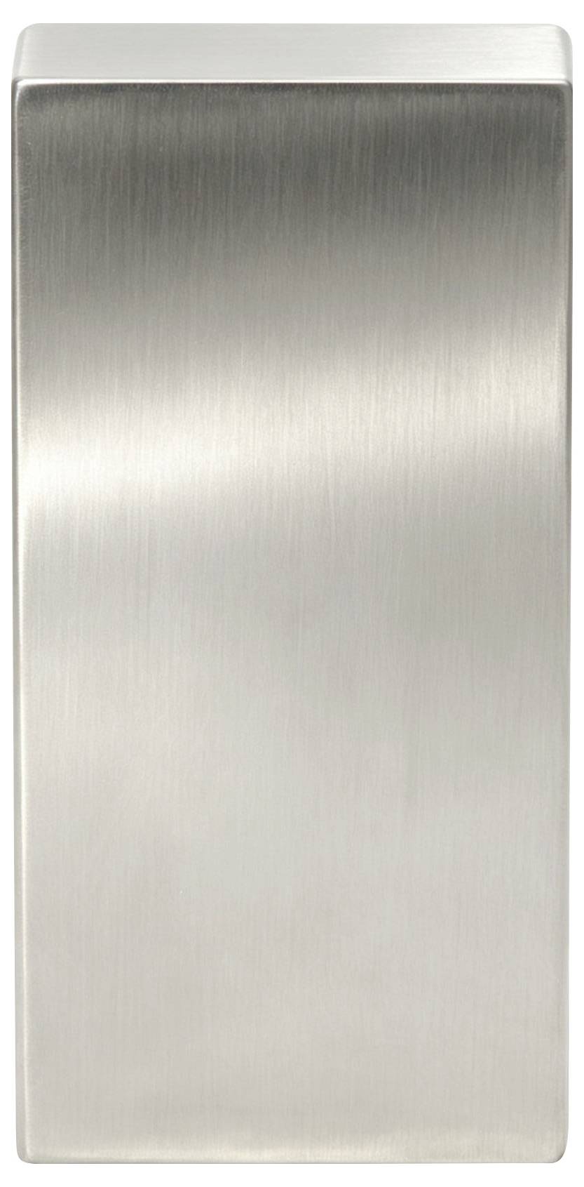 Borstad rostfritt stål väggplatta eller skydd med en rektangulär borstad metallfinish.
