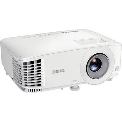 Vit BenQ XGA-projektor med frontlins och ventilerad galler på en slät vit bakgrund.