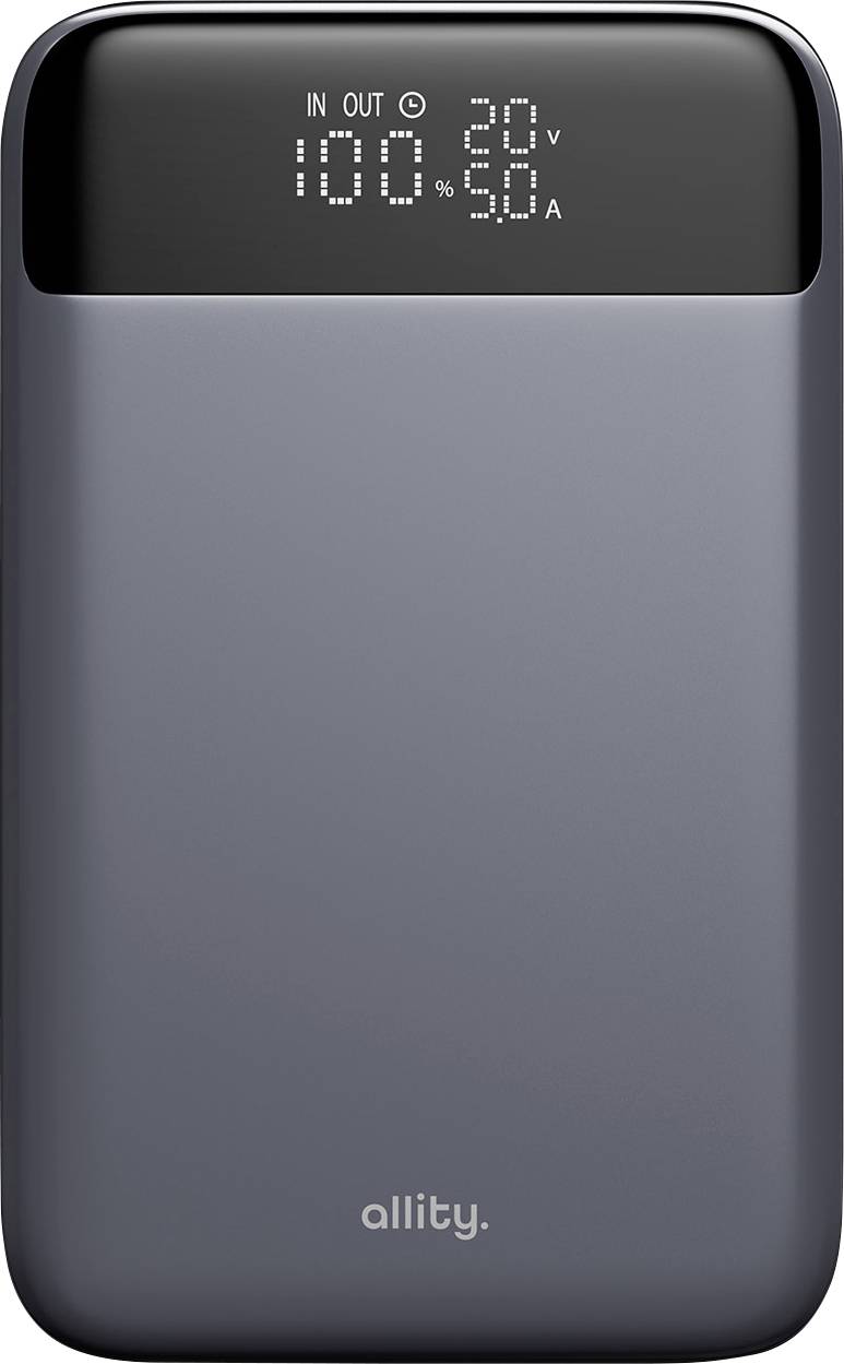 Allity APB-200 Powerbank 10000 mAh Power Delivery, Quick Charge LiPo USB-A, USB-C® Grå Statusindikering-0