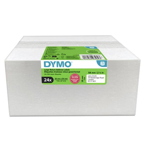 DYMO Etikettrulle 54 x 25 mm Papper Vit 24 rullar (n) Permanent 2223589 Fraktetiketter