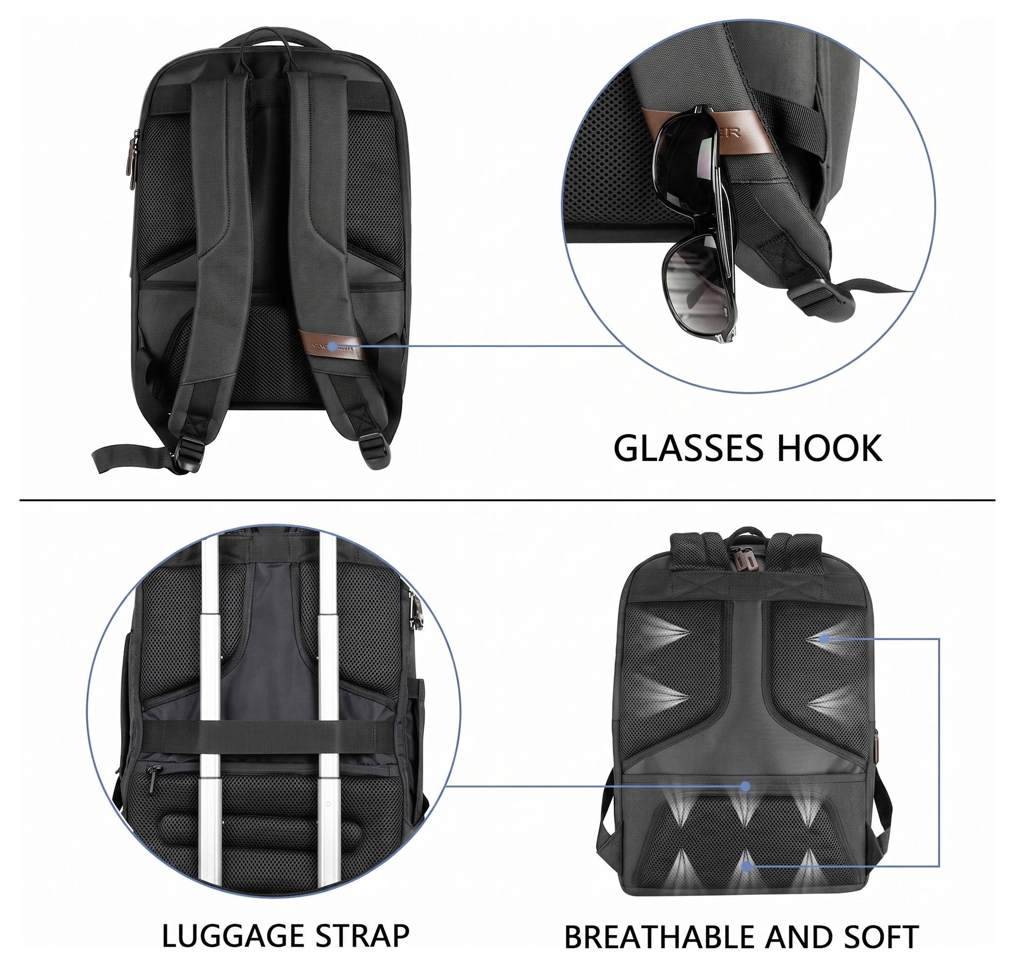 KROSER Datorryggsäck TSA Friendly Travel Laptop Backpack 17.3 XL Passar max.: 43,9 cm (17,3") Svart-3