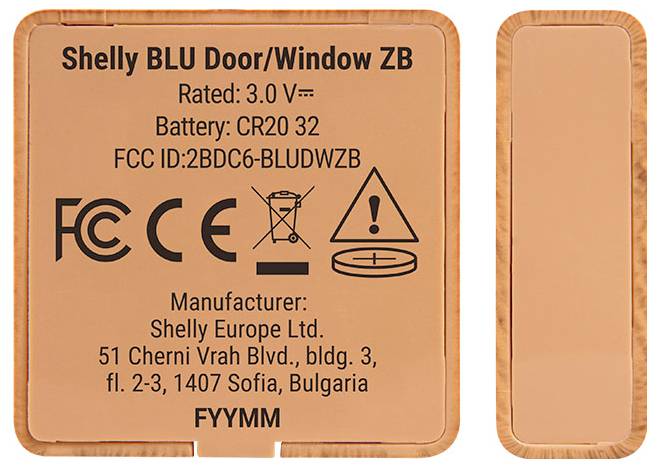 Shelly Blu ZB Door Window Brown Shelly Sensor Bluetooth, ZigBee-3