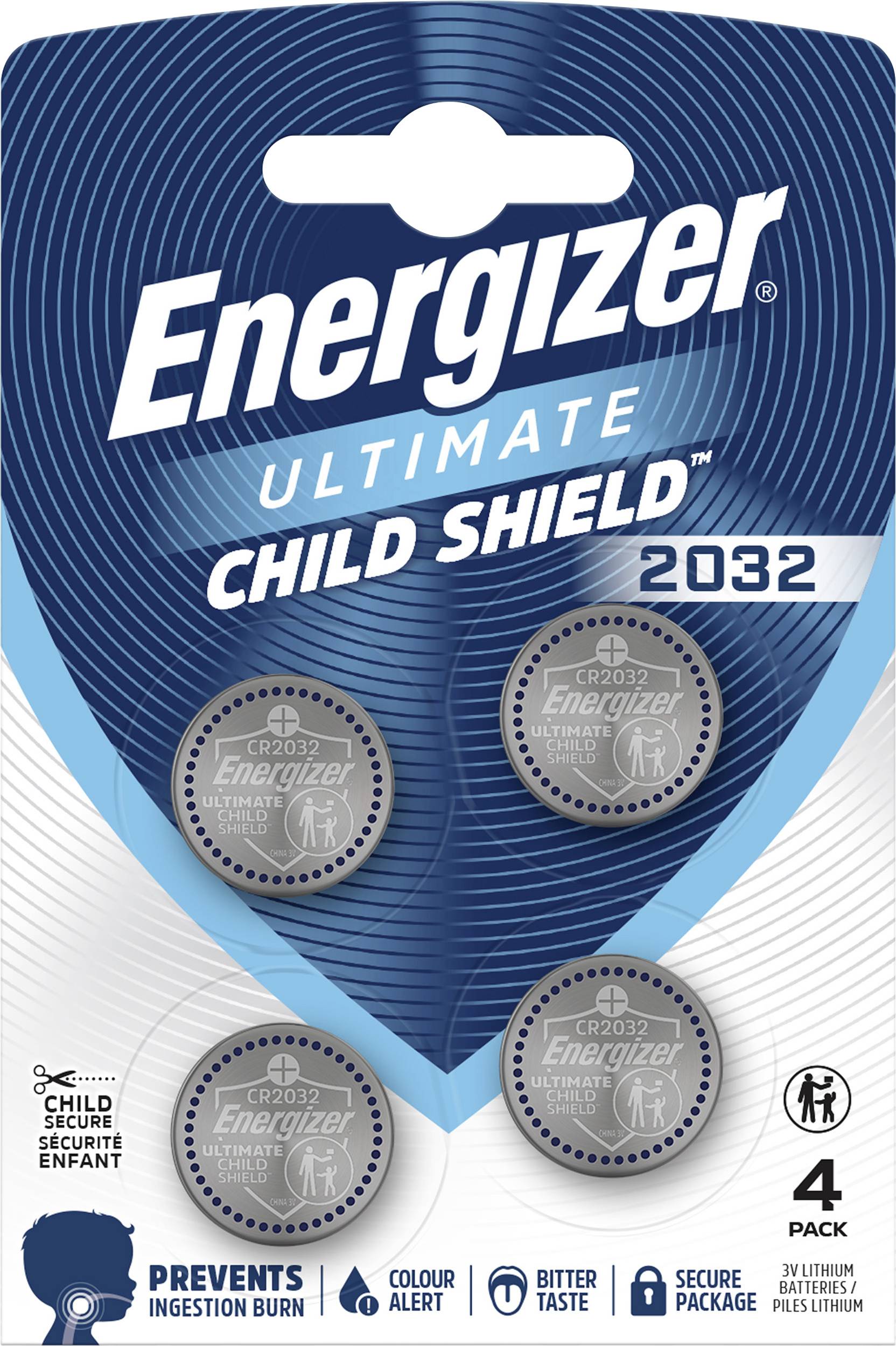 Energizer Knappcell CR 2032 3 V 4 st 235 mAh Litium Ultimate Child Shield E304206103-0