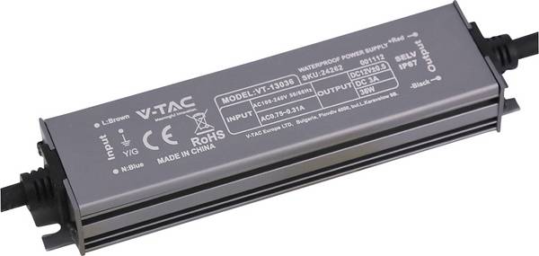 V-TAC VT-13036 LED transformator  Konstantspänning 36 W 3 A 12 V/DC inte dimbar 1 st